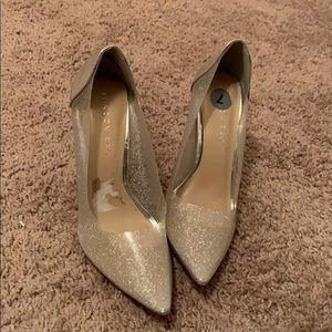 Glitter silver high heels